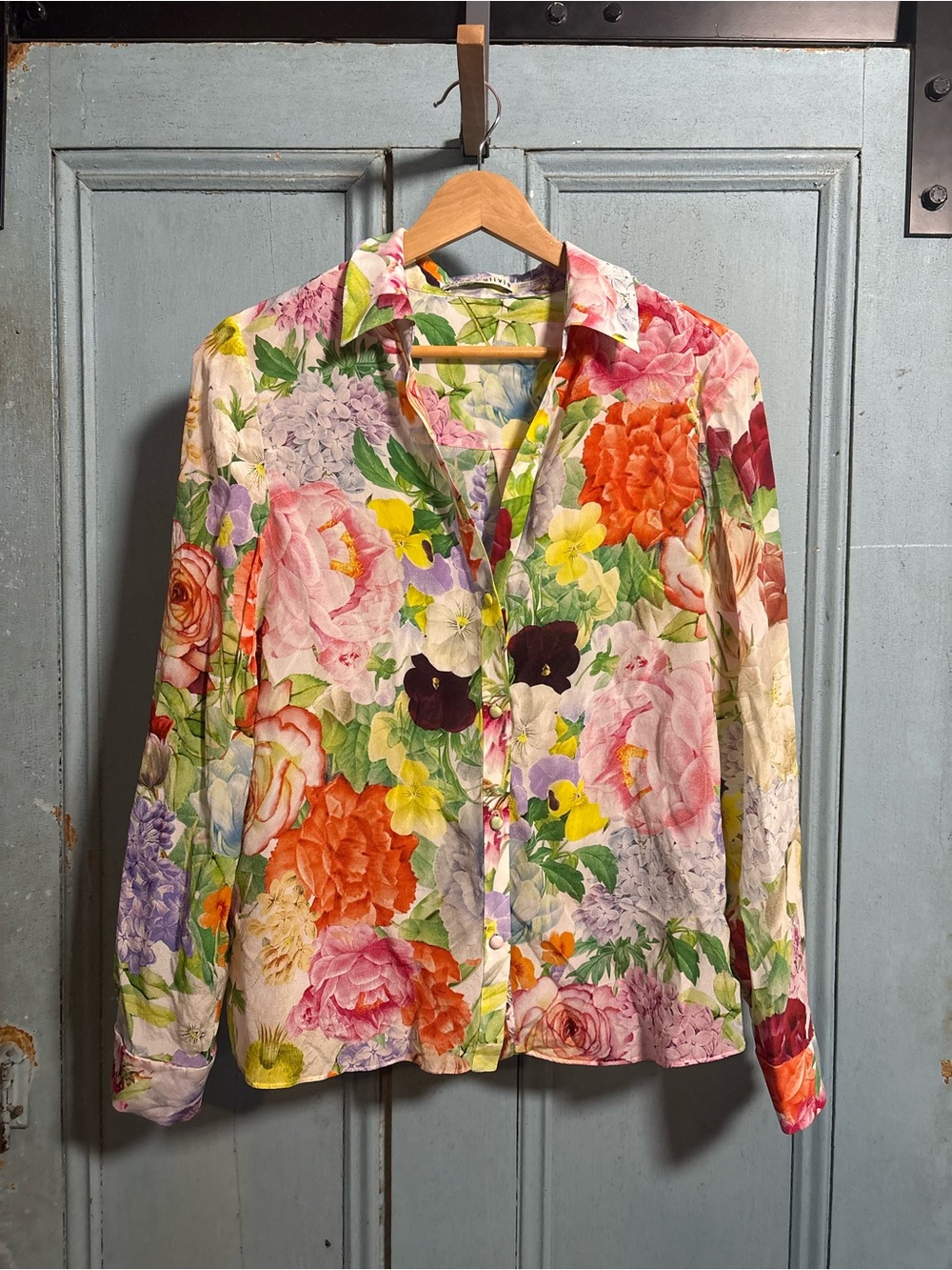 Alice + Olivia Silk Floral Print Blouse Size Medium EUC